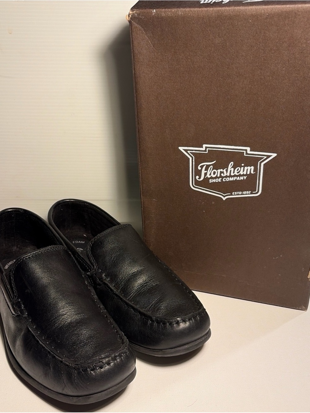 Florsheim Kids Black Leather Slip-On Loafers